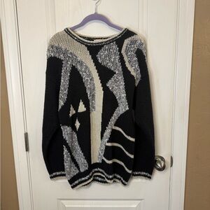 Vintage Teanna Black and Cream Patterned Sweater